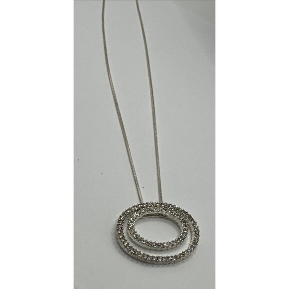 Premier Designs Duet Crystal Pendant Silver Tone Necklace 19” Snake Chain - Picture 11 of 11